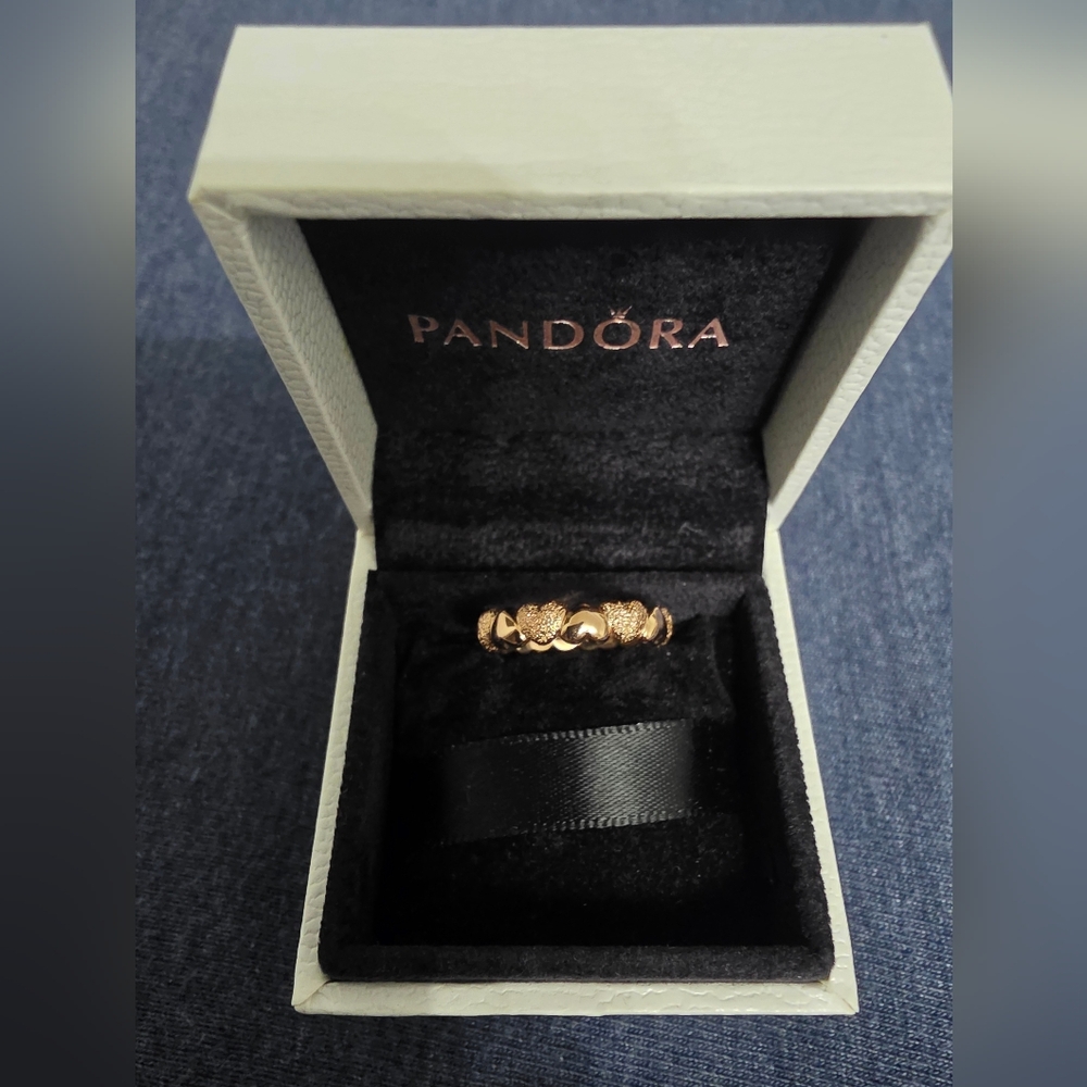 Pandora Rose Gold Ring with Hearts